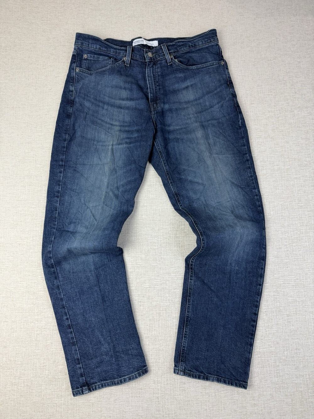Levi Strauss Signature S67 Athletic Jeans Mens 38x32 Blue Stretch Denim - Picture 1 of 8
